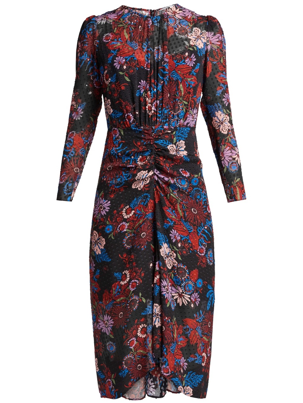 VERONICA BEARD Raylee Ruched Floral Midi Dress